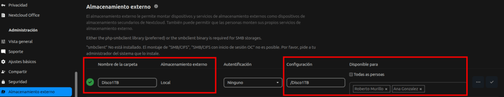 Almacenamiento Externo NextCloud